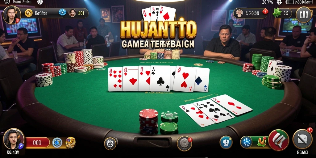 Screenshot gameplay HUJANTOTO menampilkan suasana bermain Poker yang mendebarkan.
